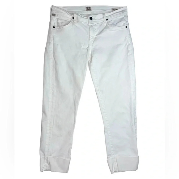 Citizens of Humanity C of H Dani Cropped Straight Leg Cuffed Jeans Size 28 White - Picture 1 of 11